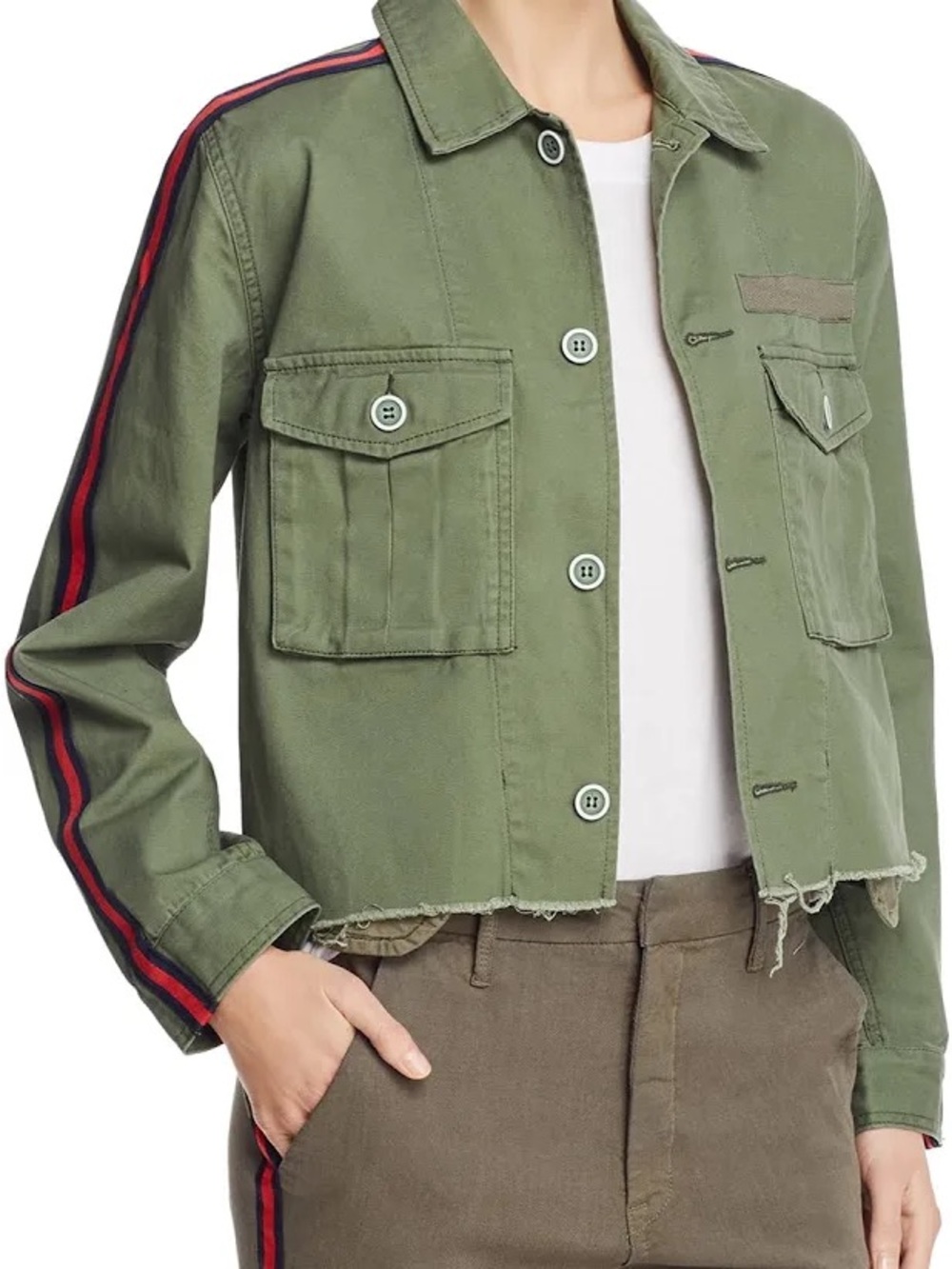 Pistola Camilo Cropped Military Jacket in Olive Green